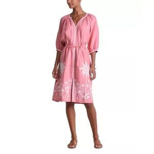228$ Vineyard Vines Linen Embroidered Beachwear Midi Cover-Up Dress Size XL Pink